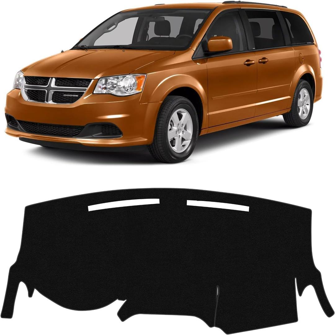 KUST Black Dash Cover for Dodge Grand Caravan 2011-2020(SE,SXT,GT)/Chrysler Town & Country 2011-2016 Polyester Dashboard Cover Non-Slip Center Console Dash Cover Accessories for Grand Caravan