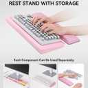 Laborio Computer Keyboard Stand with Storage Box, Keyboard Riser Wrist Rest for Desktop, Office Desk Organizer Accessories(Pink)