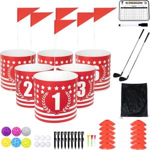 Backyard Golf Game 6 Holes Set,Portable Outdoor Game for Pratice,Golf Chipping Games for Lawn,Yard,Camping,Park,Beach