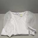 Ekaliy Women's See Through Bodycon Dress Sheer Mesh Long Puff Lantern Sleeve Dress Sexy Club Party Midi Dress Clubwear (3X-Large, White)