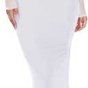 REORIA Women's Spring Mesh Sheer Long Sleeve Wedding Guest Dress Sexy Floral Bodycon Maxi Long Dresses (Large, Brilliant White)