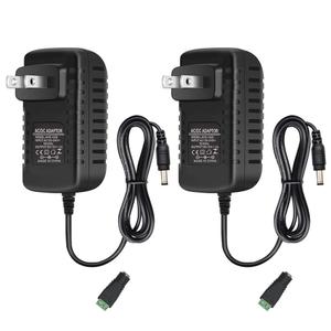 12V 2A LED Power Supply, 24W AC Adapter, 100-240V AC to 12V DC Transformer, 12 Volt Power Supply for LED Strip Lights, Wall Plug Adapter with 5.5/2.1 DC Female Connector (2 Pack)