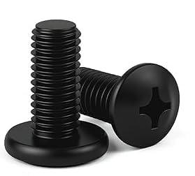 10PCS M6-1.0 x 16mm 18-8 Black License Plate Screws with Blackened Backplates - Heavy-Duty Flat Head License Plate Bolts for Rear License Plate Bracket Installation