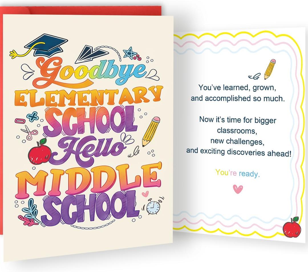 10 x Funny Elementary Graduation Card for 5th or 6th Grade Students, Congratulations Graduation Gift for Daughter Son Granddaughter Grandson