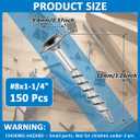 Pocket Hole Screws 1-1/4 Inch, 150 Pcs Interior Pocket Screw #8 x 1-1/4", Coarse Thread, Square Drive, Washer Head, Zinc Plated