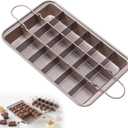 Kundalini Brownie Pan with Dividers Non-stick Rectangular Baking Pan with Built-in Slicer,it Can Make Brownie Bite,Cake,Fudges and Chocolate 12.4"x8"x2"(Champagne Gold)