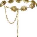 Waist Chain Women's Metal Dress With Sweater Gold Retro Turquoise Stone Punk Belt Concho Western Belts
