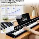 V70 Piano Keyboard 88 Keys Weight Keyboard: TERENCE Keyboard Piano Foldable 88-Key Weight Keyboard Full Size Digital Piano with Headphones 4 Speakers Bluetooth Built-in Battery (Black)