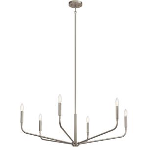 Kichler Madden 6-Light Chandelier, Soft Modern Light in Brushed Nickel, Sloped Ceiling Compatible, for Entryway, Breakfast Nook or Laundry Room (18.25" x 38"), 52719NI