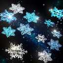 45 Pieces Christmas Acrylic Snowflake Ornaments Snowflake Decor for Christmas Winter Decoration(Transparent, Pale Blue, Blue)