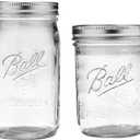 Ball Mason Wide Mouth Jars with Lids and Bands, Set of 4, Two 32oz + Two 16oz Jars (Bundle Pack)