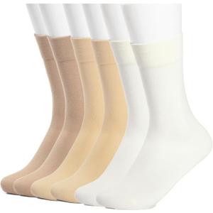 Women's Cotton Crew Socks (6 Pairs) - Soft Breathable Mid-Calf Socks, All-Season Comfort for Casual & Dress Sock(Cream2/Khaki2/Light Yellow2)