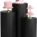 Wokceer Cylinder Pedestal Stand Covers for Party 3Pcs Spandex Black Cylinder Stand for Party Covers Plinth Pedestal Stand Cover Pillar for Birthday Party Wedding Decor