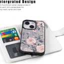 DorisMax for iPhone 14 Plus Wallet Case,Detachable Flip Folio Cover RFID Blocking 4 Card Slots Holder Premium PU Leather Magnetic Kickstand Protective Phone Case 6.7" Elegant Pink Floral