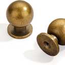 5 Pack 1 Inch (25mm) Diameter Round Solid Vintage Antique Brass Cabinet KnobsCabinet Pulls Knobs for Cabinets and Drawers,Cabinetry Hardware