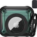 Valkit for Airpods 3 Case Cover, 2 in 1 Rugged Protective Airpods 3rd Generation Case for Men Women with Keychain Shockproof Skin for Airpods 3 Gen, Black/Green