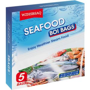 Seafood Boiling Bags Extra Large Boiling Bags for Fish, Crab, Shrimp and Vegetables - Cooking and Storage Bags, Extra Large 5pc, 17.7 in. x15.7 in.