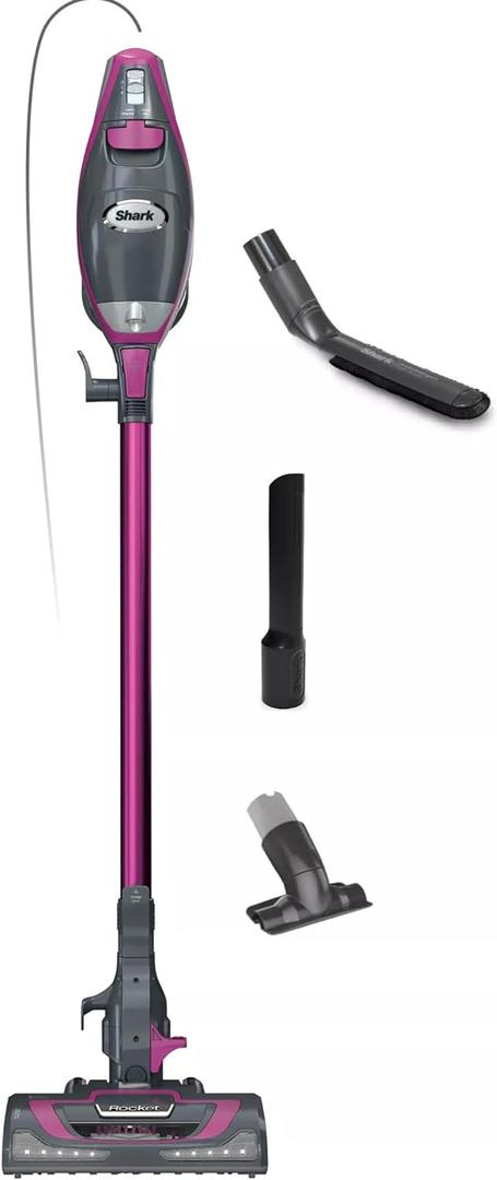 Shark HV371 Rocket Pro DLX Corded Stick, Removable Hand Vacuum, Advanced Swivel Steering, XL Cup, Crevice Tool, Upholstery Tool & Anti-Allergen Dust Brush, Fuchsia, Capacity