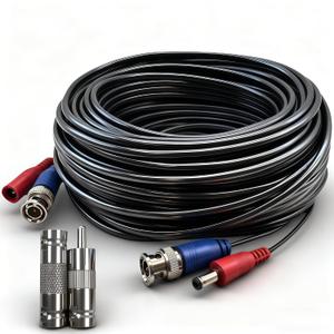 BNC Video Cable - 4mm Thickened Upgraded Version A Safer More Reliable Integrated BNC Video Power Extension Cable for Security Camera CCTV Monitoring and DVR System installations (1, 16.4ft)