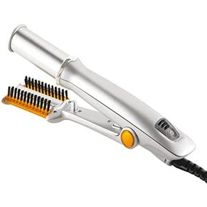 2 in 1 Curling Iron, Hair Curling Wand, for Short & Long Hair, Hair Curling Tools for Styling, Travel Hot Rollers, Ceramic Curling Tongs, Heated Round Brush, Adjustable Temperature