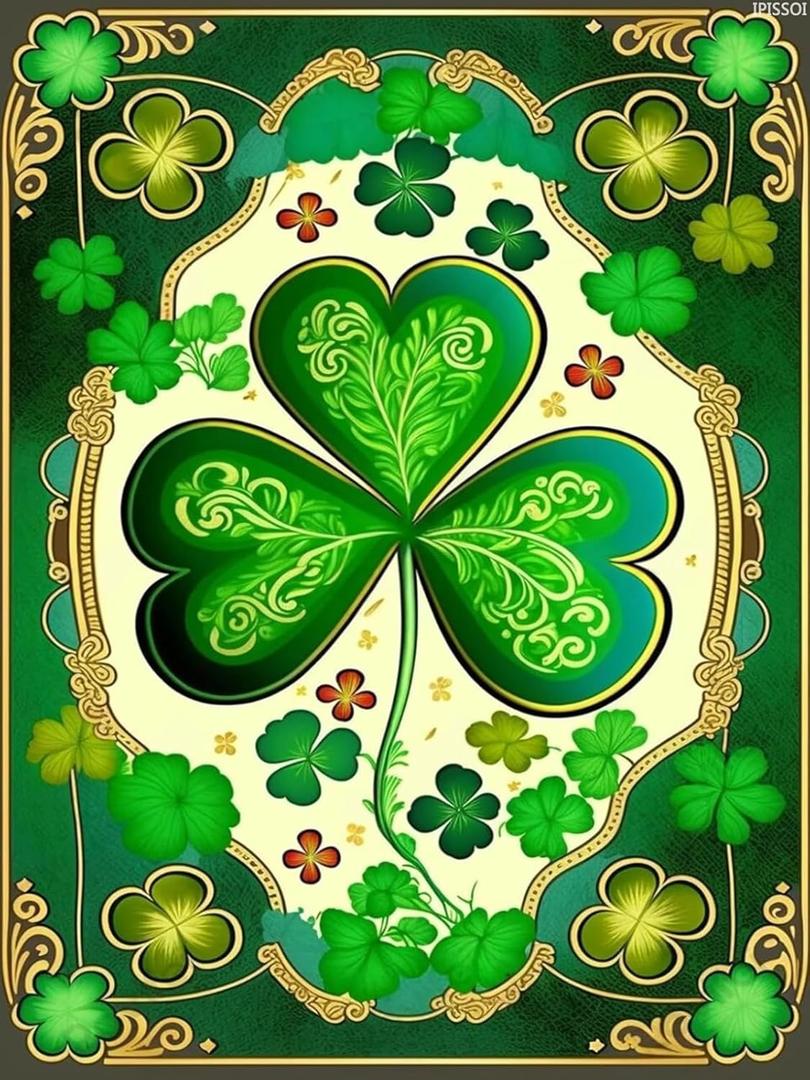 IPISSOI Diamond Art Kits for Adults St Patrick's Day Shamrock Diamond Painting Kits HD Canvas Crystal Embroidery for Room Decor Home Decor Wall Decor Art Craft Gifts 12x16inch/30x40cm