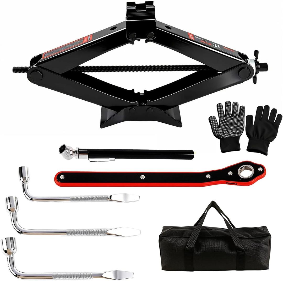 Scissor Jack Car Jack Kit 3 Ton (6614 lbs) Tire Changing Kit with Lug Wrench Suitable for Sedans, SUVs, and MPVs