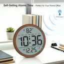 WallarGe Atomic Wall Clock - Never Needs Setting, Digital Wall Clock Battery Operated with Date, Temp, DST, Self-Setting Time, Easy to Read 8 Inch Display for Bedroom, Living Room, Home, Office