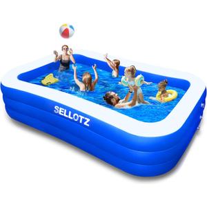 SELLOTZ Inflatable Pool for Kids and Adults, 120" X 72" X 22" Oversized Thickened Family Swimming Pool for Toddlers, Outdoor, Garden, Backyard, Summer Water Party (Large)