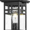 Emliviar Farmhouse Outdoor Post Light, 16" Exterior Post Lamp for Patio Porch with Seeded Glass, Black Finish, DE279P BK