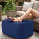 Outdoor Patio Bean Bag Ottoman - Small Beanbag Foot Rest Pouf Rectangular with Shredded Foam Filling, Splash-Proof Detachable Zipper Cover for Relaxing, Navy