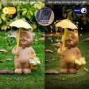 RM ROOMERS Cat Garden Decor with Lights Outdoor Solar Cat Statue Decor for Yard Porchm Lover Gifts for Women Lights Gardening Housewarming Retirement Lawn Ornaments (Brown and Yellow)