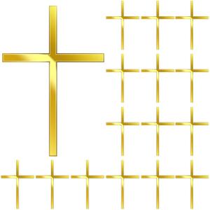 Blulu 16 Pieces Baptism Cake Toppers Crossing Cupcake Toppers Gold Mirror Acrylic Cake Picks Baptism Decor Christian Decorations(Elegant Style)