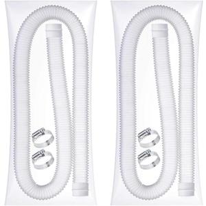1-1/2-Inch Pool Hoses for Above Ground Pools with Clamps - 1.5" Diameterd Replacement Pool Pump Hose Compatible with Intex Coleman Skimmer Surface Pool Pump (White -2 Pack)