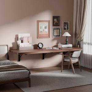 IAE Wall Mounted Folding Table with Pine Wood,48" x 16" Floating Wall Desk,Laundry Folding Table with Shelf Brackets,Fold Down Desk Shelf,Folding Workbench for Home,Dining,Laundry Room,Kitchen,Brown IAE Wall Mounted Folding Table with Pine Wood,48" x 16" Floating Wall Desk,Laundry Folding Table with Shelf Brackets,Fold Down Desk Shelf,Folding Workbench for Home,Dining,Laundry Room,Kitchen,Brown