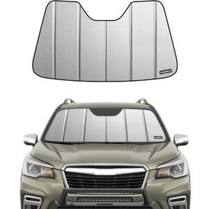 Pigenius Windshield Sunshade for Subaru Forester 2019-2021 Eyesight, Premium Grey Leather Finish