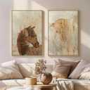 Large Framed Vintage Landscape Long Narrow Wall Art for Hallway, 2 Piece