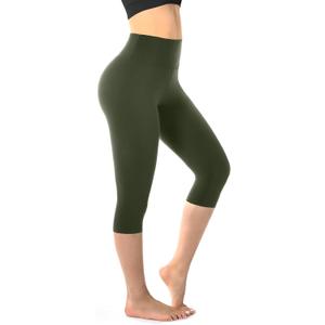 Walifrey Capri Leggings for Women, Buttery Soft High Waisted Leggings for Gym Yoga Workout (Large-X-Large, Green)