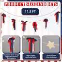 Novabright 11.8 ft Red White Blue Patriotic Bow Star Banner 4th of July Ribbon Star Garland 250th Anniversary Mantle Decor for Indoor Outdoor Memorial Day Veteran Independence Day Party Supplies