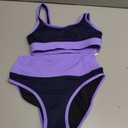 Period Swimwear Two Piece Leakproof Swimsuit Menstrual High Waist Bikini Sets Color Block Bathing Suit for Teen Girls, XS