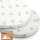 2-Pack Baby Bassinet Sheets Girl, Boy - 33x17 Viscose Derived from Bamboo Bedside Mattress Fitted Bassinet Sheets, Compatible with Halo Bassinest Swivel Sleeper, Baby Delight, Graco (Elly)