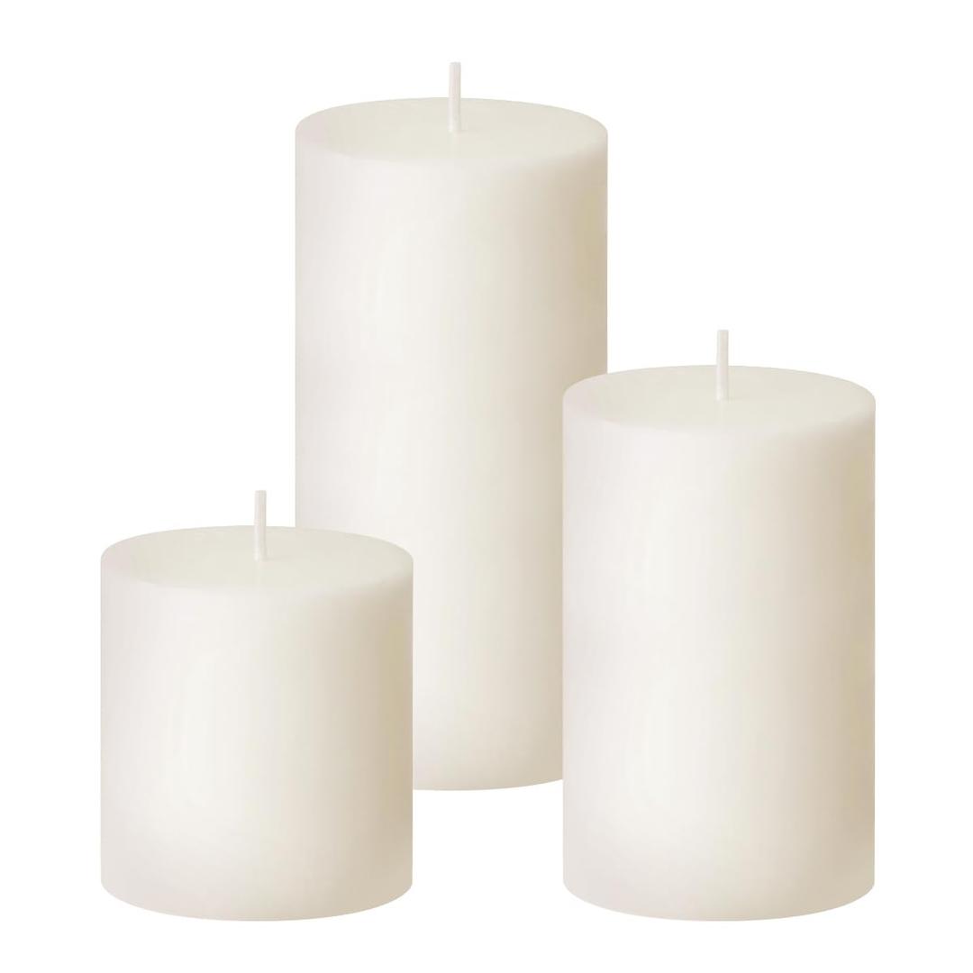 White Unscented Pillar Candles 3-Pack – Dripless & Smokeless, Long-Burning Thick Candles (2",3",4" Heights) for Weddings, Home Decor & Serene Ambiance