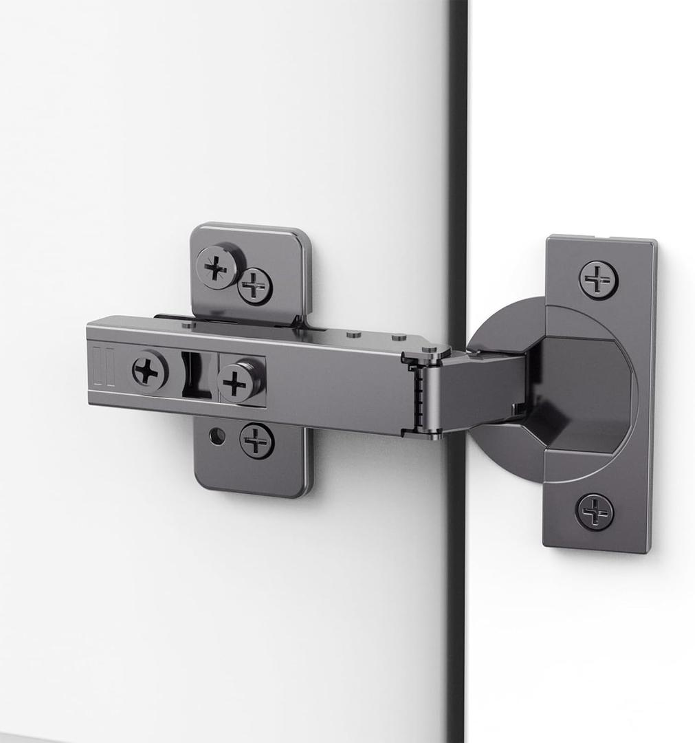Chibery 50 Pack Frameless Full Overlay Soft Close Concealed Hinges, Black Titanium Plated, Self Closing, 105° Open Angle 3D Adjustment, Stop 85 ＆ 105 Degrees, Clip On, Stainless Steel for Cabinet Door