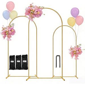 Balloon Arch Stand,Arch Backdrop Stand,Birthday Decorations,Party Decorations,4FT+5FT+6FT,Three Storage Bags,Golden,Metal