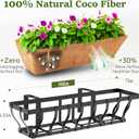 VOXOR Railing Planter Boxes, Heavy Duty Window Box Planters, Adjustable Balcony Planters for Railing Hanging, with Coco Liner & Support Rod for Deck, Porch, and Patio Gardening (2 Pack, 30 Inch)