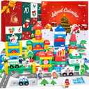 Christmas Advent Calendar Gifts for Kids, Commodum Wooden Building Blocks Set, City Construction Stacking Preschool Learning Toys, 24 Days Xmas Countdown Montessori Gifts for Toddlers Boys Girls 3+