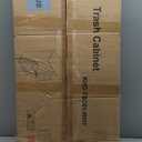 VECELO Tilt Out Kitchen Trash Bin Cabinet, Dog Proof Garbage Can with Wood Holder Free Standing Recycling, White (Single)