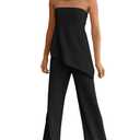 Tankaneo Womens 2 Piece Outfits Asymmetrical Tube Top Wide Leg Pants Knit Vacation Travel 2025 Matching Lounge Sets - Small