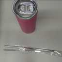 YOUKE OLA 16 Pack Stainless Steel Skinny Tumblers Bulk Straight Double Wall Powder Coated Insulated Tumbler with Lid and Straw for Laser Engrave, DIY Gift, 20oz Pink