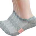 Womens Athletic No Show Socks, Cushioned Ankle Running Socks, Breathable, 4 Pairs (Grey)