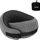 Tuvalud SnailShaped SnapOn Travel Neck Pillow  360° Surround Support, Memory Foam Travel Pillow with Adjustable Buckle for Airplanes, Cars & Office Naps (Gray)